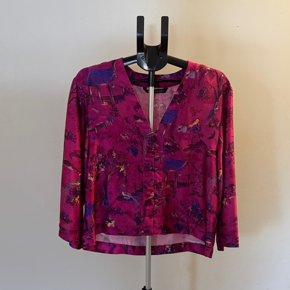 Zara Tops - Zara Magenta Floral Blouse
